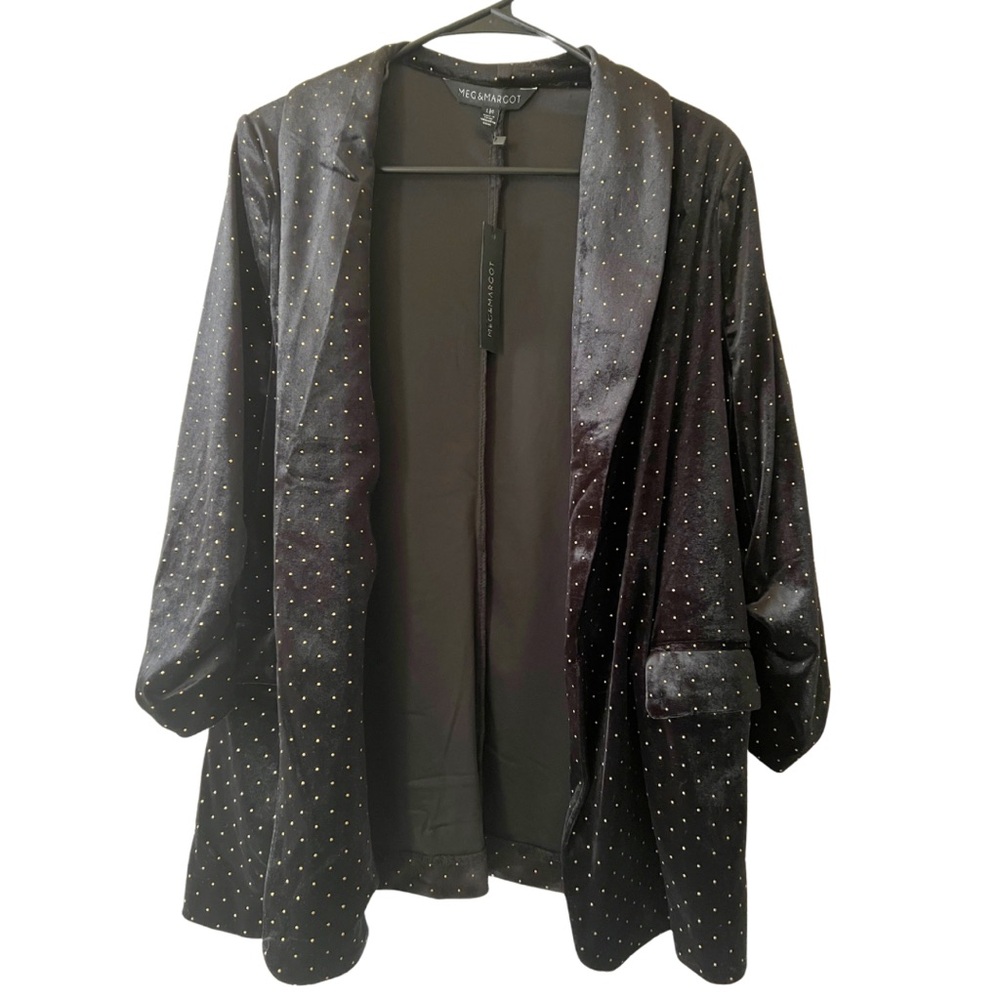 Meg & Margot Women’s Black & Gold Velour Open Blazer
